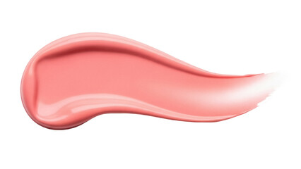 Fototapeta premium Light pink lip gloss smear isolated PNG on transparent background, creamy texture cosmetic product for beauty and makeup design