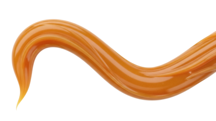 Delicious caramel swirl isolated PNG on transparent background, sweet dessert topping for confectionery and food design projects