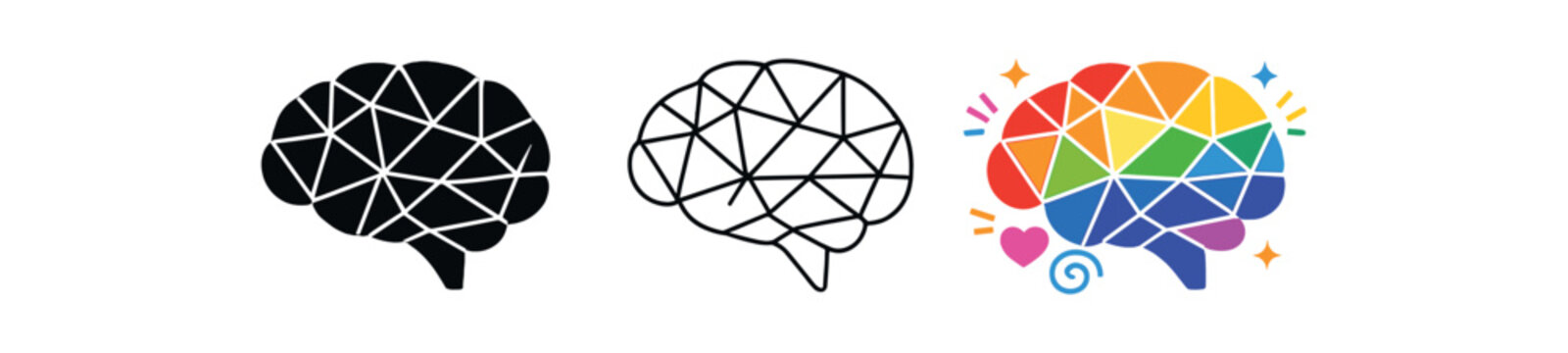 neurodiversity rainbow brain made of geometric shapes diversity of thought celebration