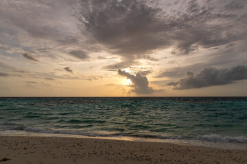 Awesome subset seascape in Maldives Island
