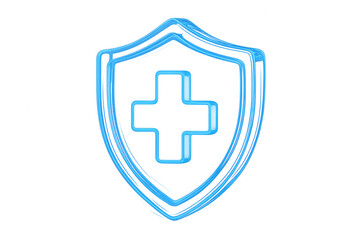 Obraz premium Blue transparent 3D shield icon representing digital protection and medical safety suitable for healthcare interface systems and secure application dashboards