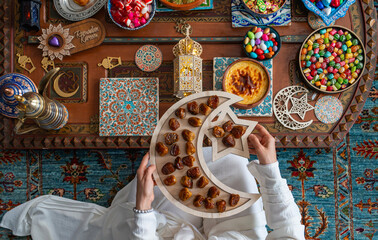 Ramadan Background Concept, Ramadan Iftar Table, Traditional Foods of Turkish People Ramadan Feast Celebrations,  &Uuml;sk&uuml;dar Istanbul, Turkiye (Turkey)
