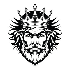 Fototapeta premium illustration of a king with a crown on his head and a beard