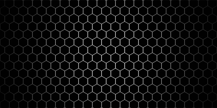 black background. Dark hexagon carbon fiber texture. Metal texture steel background. Design template vector illustration