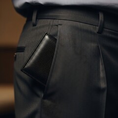 Ultra-Slim Black Leather Dress Wallet for Suit Pockets - Professional Minimalist Card Holder with RFID Protection  Luxury Executive Thin Wallet