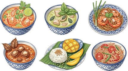 Traditional Thai Cuisine Illustration