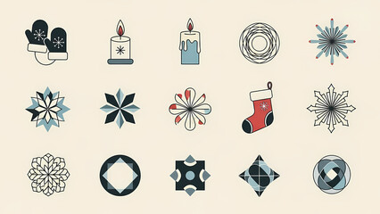 set of christmas icons vector