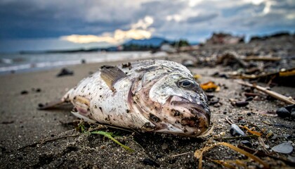 海岸に打ち上げられた魚の死骸2