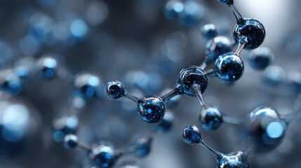 Abstract molecular structure with glowing particles