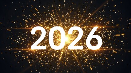 Golden sparks and bright light herald the arrival of the new year 2026