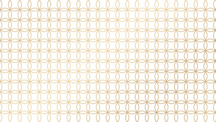 Elegant golden geometric pattern with interconnected circles on a white background, creating a luxurious and seamless design.