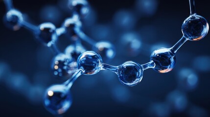 Blue molecule structure glowing abstract scientific background