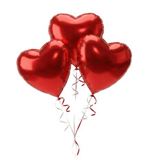 Three Red Heart Shaped Balloons Isolated © shuphanida