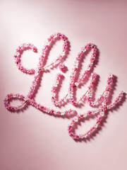Elegant Floral 'Lily' Script on Pink