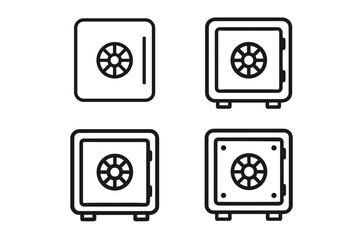 Collection of four simple line art icons representing different types of security safes