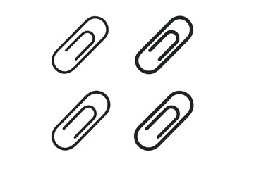 Obraz premium Four simple black line art paperclips arranged in a grid on a white background