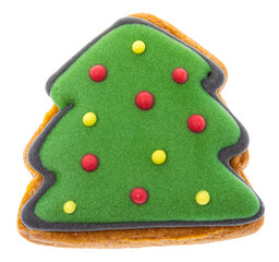 Christmas tree gingerbread cookie isolated 