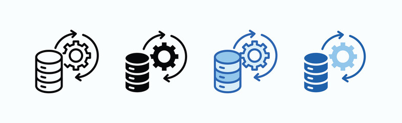 Data Processing Icon Sheet Multiple Style Collection Isolated Vector