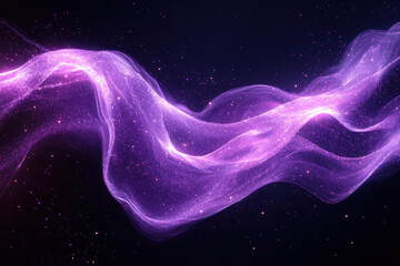 glowing purple neon wave abstract background with flowing energy lines on black