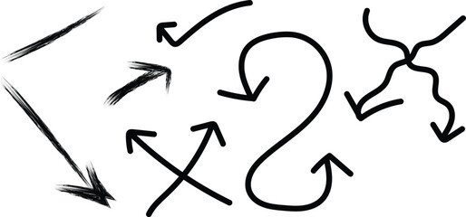 Obraz premium A collection of hand drawn arrows in various directions and styles