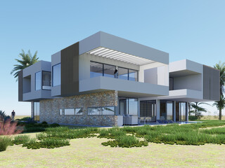 Casa mediterr&aacute;nea en Ibiza: muros blancos, vol&uacute;menes simples, piedra natural y madera, grandes terrazas, patios abiertos y conexi&oacute;n interior-exterior bajo una luz c&aacute;lida y relajada.
