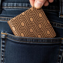 Polished Silver Stainless Steel Money Clip with Geometric Engraving - Slim Minimalist Cash & Card Holder - Luxury Engraved Metal Wallet Alternative