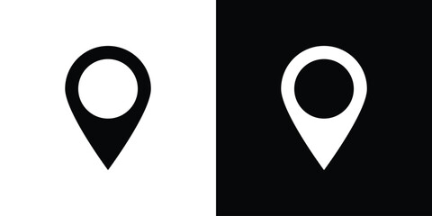 Navigation pin icon, silhouette pictogram. black icon set