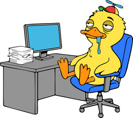 Playful cartoon ducks creating art colorful office environment kids enjoying creativity whimsical workplace engaging viewpoint inspiring imagination and fun