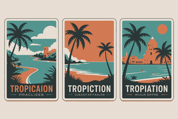 Obraz premium Vintage Tropical Travel Posters Collection