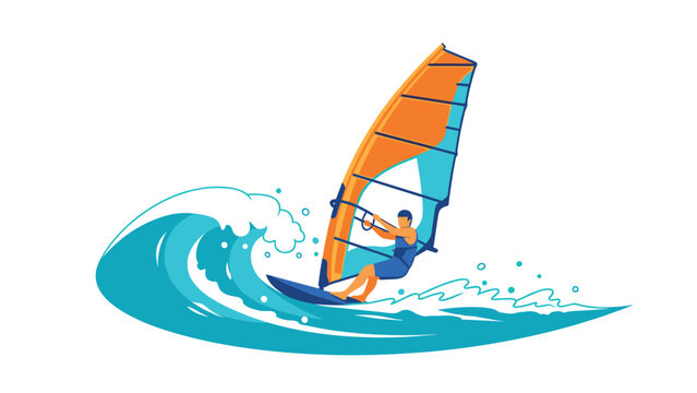 Dynamic windsurfing adventure on vibrant waves in flat style