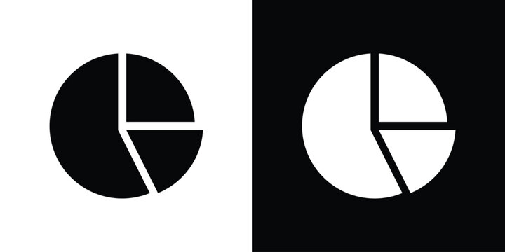 Pie chart icon, silhouette pictogram. black icon set