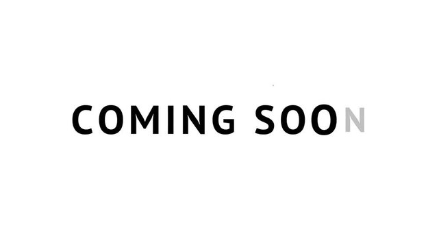 COMING SOON Distorted Text Failure Effect PT Sans Font tilted 4K animation white background
