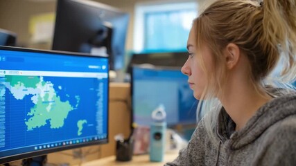 Focused shot of a student interacting with an adaptive online platform that personalizes course schedules based on individual learning pace. - Powered by Adobe
