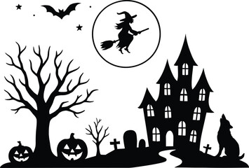 halloween background with pumpkin and bats