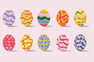 Decorated Easter egg illustration set.