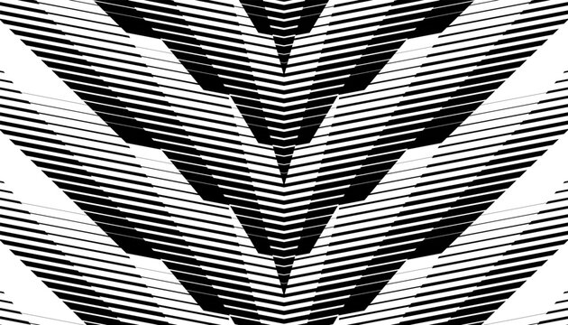 Black and white smooth transition of geometric pattern with sharp arrows shape for sporty background and jersey design. Fully editable vector element. 