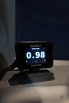 FuelTech NanoPro digital display close up, Aftermarket engine management monitor
