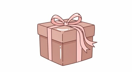 Obraz premium A beautifully wrapped gift box with ribbon and bow, digitally illustrated with a mix of pink hues