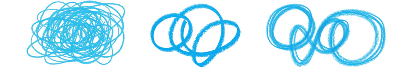 Naklejka premium Blue scribbles and loops on white background