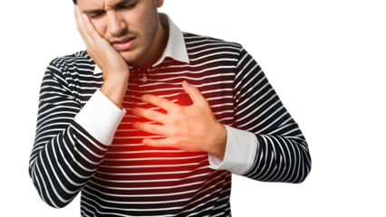 Man experiencing heart pain and discomfort