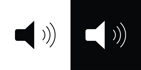 Speaker icon, silhouette pictogram. black icon set