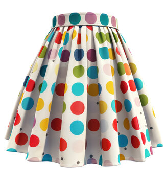 White skirt with colorful polka dots isolated on transparent background