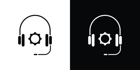 Technical support icon, silhouette pictogram. black icon set