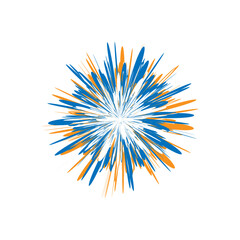 New year fireworks,Explosion Effect Blue, splash on white illustration