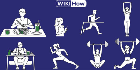 Healthy Lifestyle Guide WikiHow Style Vector Illustration