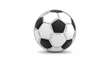 Fototapeta premium A black and white soccer ball is centered on a white background showcasing its detailed texture and design.