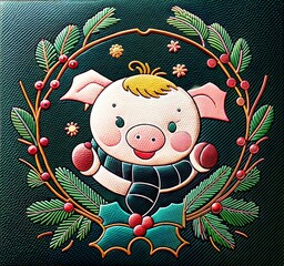 Christmas animal illustration