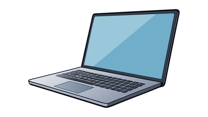 Fototapeta premium Silver laptop with clean keyboard design isolated on white background, simple and modern flat vector illustration.
