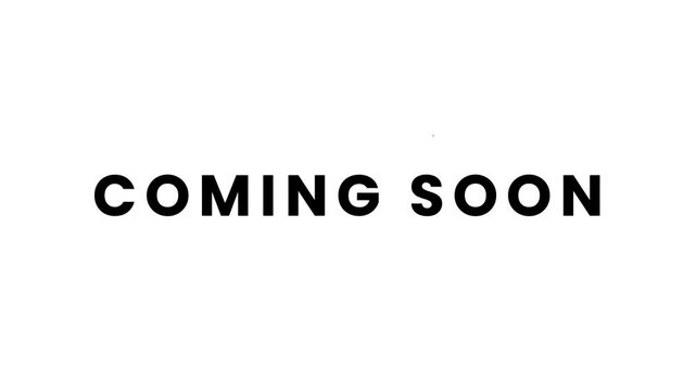 "Coming soon" text animation with Roll effect, thin poppins normal typeface, 4K footage on white background.