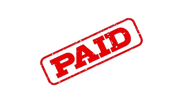 Red paid stamp mark animation for approval or confirmation on green screen